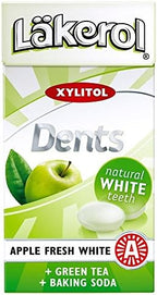 4 Boxes x 36g of Läkerol Dents Apple - Natural White Teeth - Original - Swedish - Sugar Free - Xylitol - Pastilles - Lozenges - Dragees - Drops - Candies - Sweets