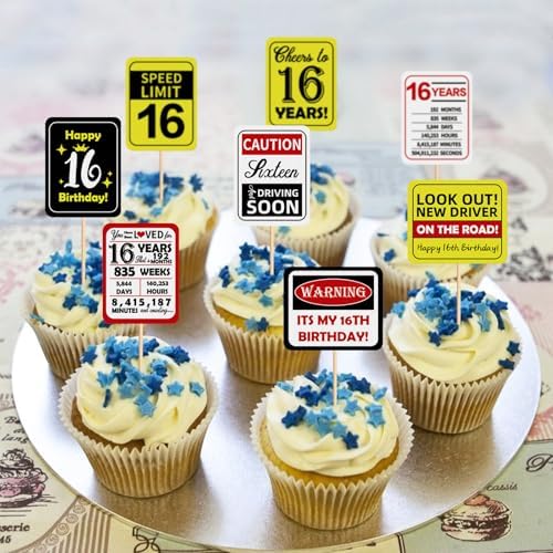 36Pcs 18th Birthday Cupcake Toppers Cheers to 18 Years Your Childhood has Officially Expired Speed Limit 18 It's My 18th Birthday Cupcake Picks Funny Birthday Anniversary Paper Cards Decorations