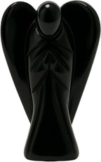 Black Obsidian Angel Statue – 2" Beautiful Gemstone Guardian Angel – Natural Crystal Angel – Hand-Carved Angel Charms for Protection, Wealth, Luck, and Positive Energy – Angel Figurines Decor