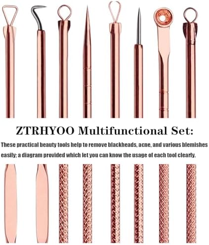 ZTRHYOO Blackhead Remover Pimple Comedone Extractor Tool Best Acne Removal Kit - Treatment for Blemish, Whitehead Popping, Zit Removing for Risk Free Nose Face Skin with Case (Rose)