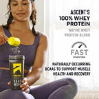 Ascent 100% Whey Protein Powder - Post Workout Whey Protein Isolate, Zero Artificial Flavors & Sweeteners, Gluten Free, 5.5g BCAA, 2.6g Leucine, Essential Amino Acids, Chocolate 1 lb