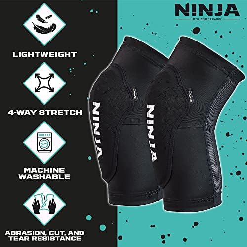 Ninja MTB Speed King Knee Pads, Flexible BMX and Mountain Bike Knee Pads, Great Protection & Lightweight Design, for Men and Women, for Men and Women, Size Large/X-Large