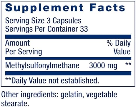 Life Extension MSM, 1000 mg, methylsulfonylmethane, Supports Healthy Joints, antioxidant Support, Gluten-Free, Non-GMO, 100 Capsules