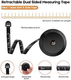 iBayam 2 Pack Tape Measure Measuring Tape for Body Fabric Sewing Tailor Cloth Knitting Vinyl Home Craft Measurements, 60-Inch Soft Fashion Pink & Retractable Black Double Scales Rulers for Body Weight
