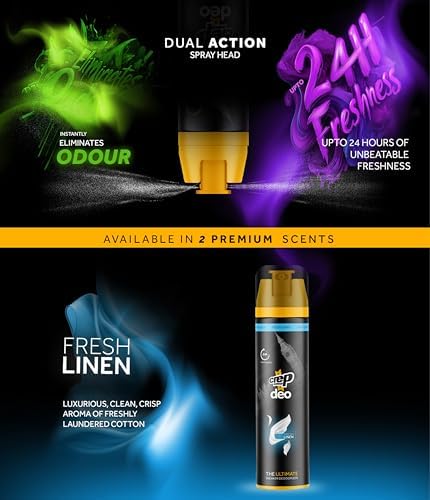 Crep Protect Shoe Deodorizer Spray - Foot & Shoe Odor Eliminator for Smelly Shoes, Sneakers, Boots, Suede & Nubuck - 24-Hour Freshness, Refreshing Scent (Fresh Linen, 5.07oz)