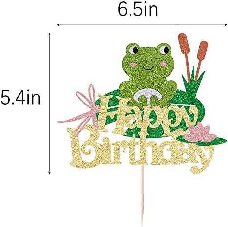 LVEUD Golden Flash Happy Birthday Cake Topper - Frog Theme, Gold