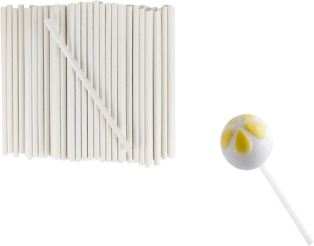 30 Pcs White Lollipop Sticks, 4 Inch Paper Candy Sticks for Homemade Candy Cookies Dessert Cupcake Toppers