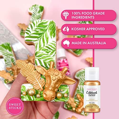 Sweet Sticks Edible Art Decorative Cake Paint 0.5 Ounce (15 Milliliters), Metallic Glamorous Gold