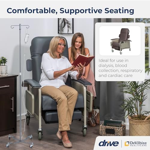 Drive Medical 4 Position Clinical Care Geri Chair Recliner, Reclining Padded Chair with Armrests, Chocolate