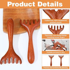 2 PCS Wood Scalp Massager, Wooden Massage Comb 6 Claws, Wood Head Massager Scalp Scratcher, Wooden Head Foot Scalp Massage Tool for Father's Day and Mother's Day Gifts