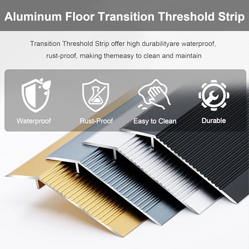 36” Aluminum Floor Transition Threshold Strip, Bridge The Height Gap Between 0.7 to 1.6 inches for Doorway Ramp Tiles Laminate Planks (Brown, 35.4“x4”)