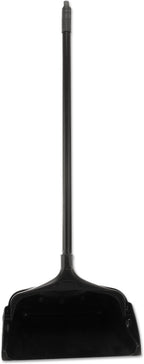 Rubbermaid Commercial Products Dustpan with Long Handle Plastic Black Compatible with Any Broom for Lobby/Restaurant/Office/Home/Dog Pooper Scooper 12.50" Wide