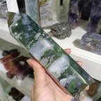 KatLin Natural Water Grass Agate Stone Column Crystal Energy Mineral Home Office Decor Craft Gifts Ore Reiki Spirit Healing Ornaments (Size : 850-900g)