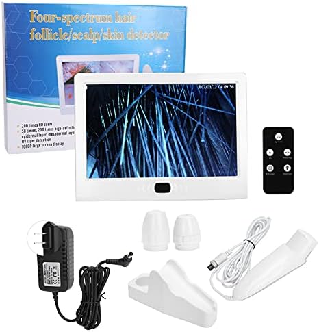 Scalp Detector, 13inch 50X/200X Lens Multi‑Functional Rechargeable Digital Hair Skin Analyzer Microscope Magnifier High Sensitivity Hair Follicle Skin Analyser Tester Machine with 3 Light Modes(US)