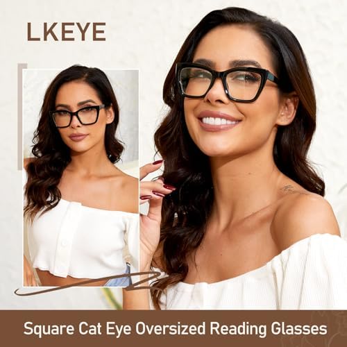 Oversized Reading Glasses Women Men Oprah Style Blue Light Blocking Computer Square Reader Spring Hinge Eyewear LK6085