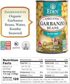 Eden Organic Garbanzo Beans, Chickpeas, 15 oz Can (12-Pack Case), No Salt Added, Non-GMO, Gluten Free, Vegan, Kosher, U.S. Grown, Heat and Serve, Macrobiotic