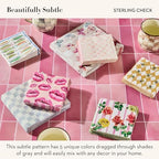 MACKENZIE-CHILDS Cocktail Paper Napkins, Stylish Paper Cocktail Napkins for Parties and More, Gray-and-White Sterling Check