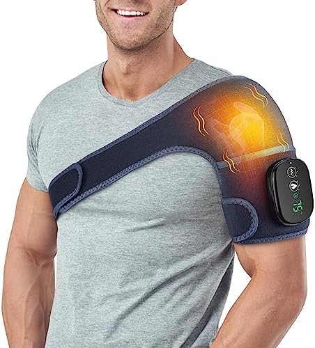 MOAJAZA Cordless Knee Massager with Heat and Vibration, Heating Pad for Knee Shoulder Elbow, Heated Knee Brace for Arthritis (Pack of 1 Blue)