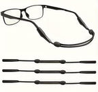 Classic Black Eyeglass Straps (3 Pack) - Adjustable Anti-Loss Eyewear Lanyard for Sports, Reading, Outdoor Activities | Secure Glasses Holder for Men, Women, Adults