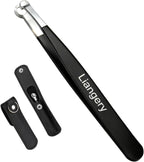 Liangery Nose Tweeezers, Manual Nose Hair Trimmer for Men- Stainless Steel Precision Blades with Leather Case, Nasal Hair Cutter Tweezers for Eyebrow, Ear & Facial Hair Grooming Tool (Black)