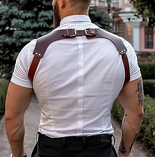 Men's Leather Body Chest Harness Suspenders Adjustable Buckle Shoulder Armors Straps Punk Black Belt Club Party Rave Costumes