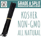 10 Kosher Grade A Madagascar Split Vanilla Pods perfect for cooking, extracts and baking 5,5 to 8 inches