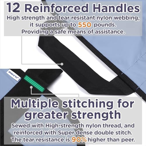 Multipurpose 72" x 40" Positioning Bed Pad with Reinforced Handles - Reusable & Washable Transfer Sheet for Turning, Lifting & Repositioning - Double-Sided Nylon Fabric, Blue Gray