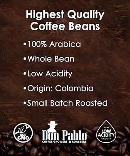 5LB Don Pablo Colombian Supremo - Whole Bean Arabica Coffee - Medium-Dark Roast - Low Acidity - 5 Pound (5 lb) Bag