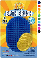 Bodhi Dog Stainless Steel Comb & Shampoo Brush - Bath & Shower Supplies for Dogs & Cats - Removes Shedding, Mats & Tangles - Pet Grooming Scrubber Bundle (Blue)