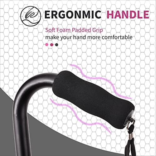 LIXIANG Walking Canes Stablize Women Quad Canes for Seniors & Adults Foldable Adjustable for Men & Women Heavy Duty Freestanding Cane for People with Leg Injuries 3 footings