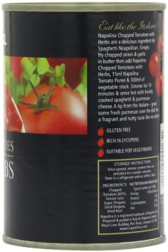 Napolina Chopped Tomatoes with Herbs in Tomato Juice (400g) - Pack of 6
