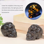 2inch Flame Stone Crystal Carved Skull Statue Spiritual Decor Skull Bathroom Decor Bathroom Decor Home Office Decoration Hand Carved Gemstone Reiki Healing for Woman Gift.
