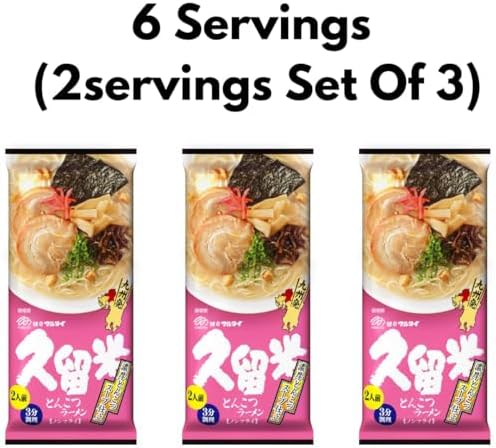 Marutai Kurume Tonkotsu Instant Noodle Soup Ramen Non-fried 6 Servings (2servings Set Of 3)