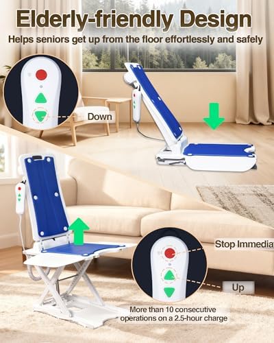 Electric Chair Lift - Lift Elderly from Floor, IPX8 Waterproof Chair Lift with Remote Control, Support Up to 300 LBS, for Elderly & Disabled Fall Assist Device Assistance