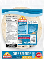 Mission Carb Balance Soft Taco Flour Tortillas, 8 Count, Low Carb, Keto, High Fiber, No Sugar