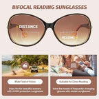 JiSoo Oversized Bifocal Sunglasses for Women, Square Reader Sunglasses Gradient Sun Glasses with Readers Built-in