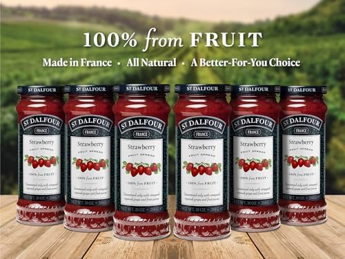 St. Dalfour Strawberry Fruit Spread, 6 Pack, 100% from Fruit, No Cane Sugars, No Corn Syrups, 10 oz Jars
