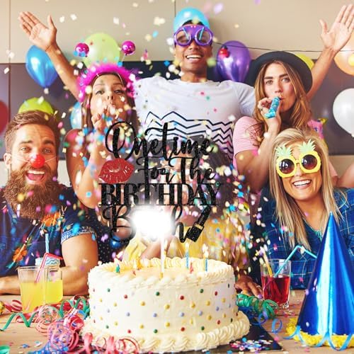 One Time for the Birthday Cake Topper, It's My Birth day/Go Shawty It's Your Birthday, Funny 16th 18th 21st Birthdays Party Decorations for Girls Black Glitter