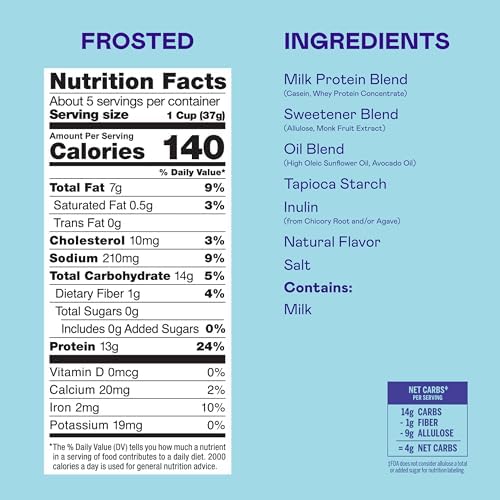Magic Spoon Cereal - High Protein Cereals - Sugar Free Snacks & Breakfast Food - Grain & Gluten Free Cereal - Healthy Snacks for Kids & Adults - Low Carb & Keto Friendly - 4 Pack, Frosted