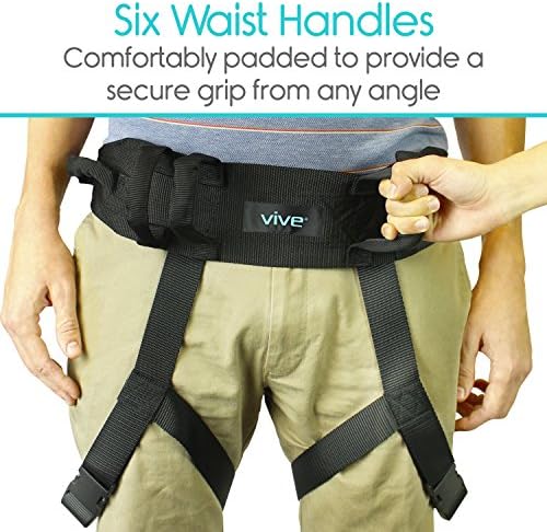 Vive Transfer Belt with Leg Loops - Medical Nursing Safety Gait Assist Device - Bariatrics, Pediatric, Elderly, Occupational and Physical Therapy - Long Strap and Quick Release Metal Buckle - 52 Inch