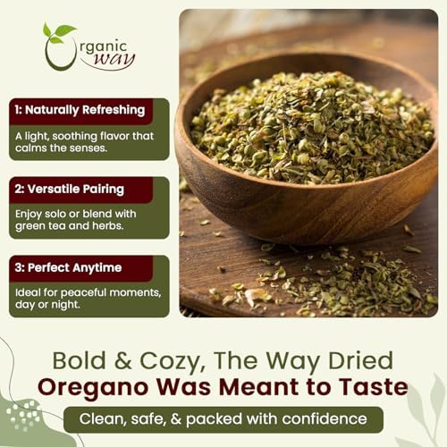 Organic Way Dried Oregano Leaf Cut & Sifted (Origanum vulgare) - European Wild-Harvest | Organic & Kosher Certified | Vegan, Non GMO & Gluten Free | USDA Certified | Origin - Albania (2 Oz)