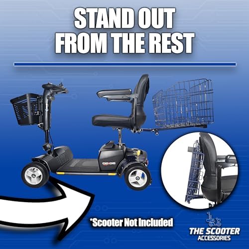 Foldable Folding Scooter Rear Basket for Golden & Pride Mobility Scooters & Powerchairs - Color: Blue (Only Works with Scooters & Power Chairs Equipped with 1" x 1" Hitch Receiver)