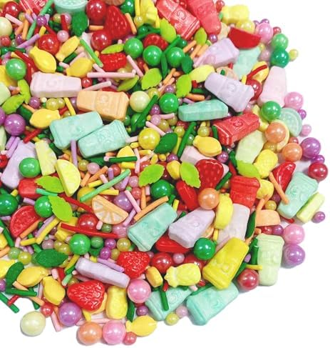 Sentovac Summer Fruit Sprinkle Edible Cake Decorating Watermelon Strawberry Orange Pineapple MIx Sprinkle for Cake Cupcake Topper Cookie Baking Decorations Party Birthday Supplies