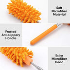 Microfiber Duster for Cleaning, Tukuos Hand Washable Dusters with 4pcs Replaceable Microfiber Heads, Extendable Pole, Detachable Cleaning Supplies for Office, Car, Window, Furniture, Ceiling Fan