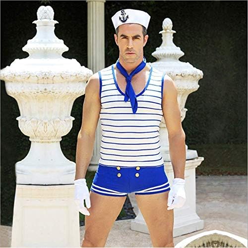 HÖTER Men's Sailor Costume Sexy Cosplay Party Uniform Set Outfit Tie Role Play Costumes Lingerie for Halloween Party