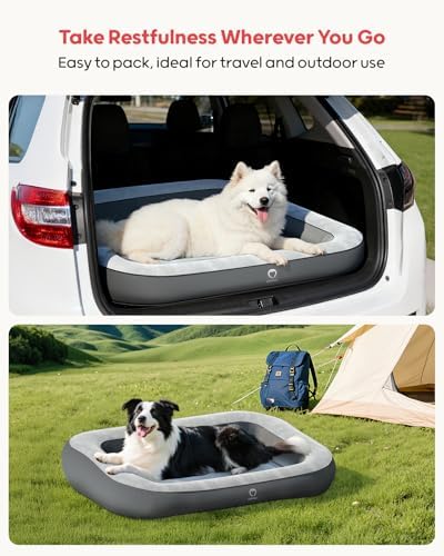 QPAU Inflatable Dog Bed for Home Travel and Outdoor, Pet Mattress for Small, Medium & Large Dogs (Pump Included