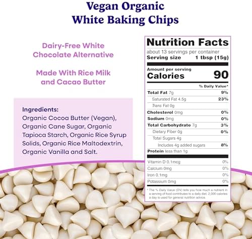Pascha, Organic White Rice Chocolate Baking Chips, 7.1 Ounce