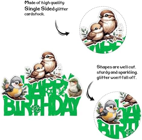 Bird Flower Happy Birthday Cake Topper Tropical Bird Parrot Decorations Boy girl Birthday Birds Themed Baby Shower Supplies