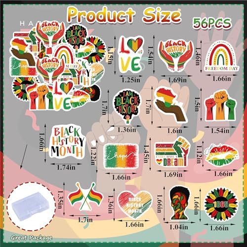 56PCS Edible Black History Month Cupcake Toppers Wafer Paper Freedom Day Cupcake Picks African American Cake Decor for February Black History Month Theme Party Cake Supplies