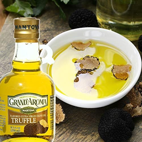 Mantova Grand’Aroma Truffle Flavored Extra Virgin Olive Oil, made in Italy, cold-pressed, 100% natural, heart-healthy cooking oil perfect for salad dressing, pasta, garlic bread, meats, or pan frying, 8.5 oz